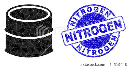 Scratched Nitrogen Round Stamp And Oil Barrel Triangle Icon Scratched Nitrogen Round Stamp And Oil Barrel Triangle Icon 84319448