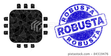 Grunge Robusta Round Stamp And Processor Triangle Icon Grunge Robusta Round Stamp And Processor Triangle Icon 84319476