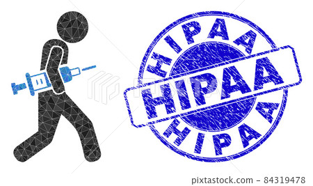 Scratched Hipaa Round Stamp Seal and Vaccine Courier Low-Poly Icon Scratched Hipaa Round Stamp Seal and Vaccine Courier Low-Poly Icon 84319478