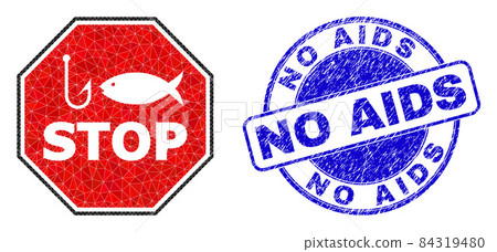 Scratched No AIDS Round Stamp Seal And Fishing...-插圖素材 [84319480] - PIXTA圖庫