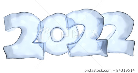 2022 Happy New Year sign text made with blue ice 2022 Happy New Year sign text made with blue ice 84319514