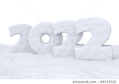 Happy New Year 2022 snow text on snow Happy New Year 2022 snow text on snow 84319528