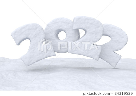 2022 Happy New Year snow text over snow. 84319529