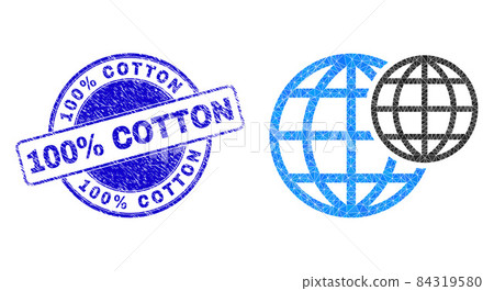 Textured 100% Cotton Round Watermark And Space Globes Polygonal Icon 84319580