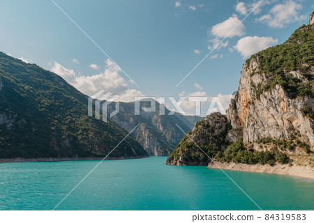The famous Piva Canyon with its fantastic reservoir. National park Montenegro and Bosnia and Herzegovina, Balkans, Europe. Beauty world. 84319583