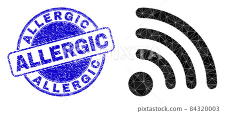 Distress Allergic Round Watermark and Wi-Fi Point Low-Poly Icon Distress Allergic Round Watermark and Wi-Fi Point Low-Poly Icon 84320003