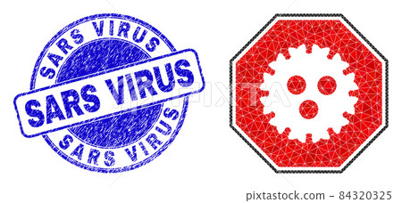 Scratched Sars Virus Round Stamp Seal and Stop...-插圖素材 [84320325] - PIXTA圖庫