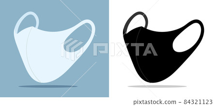 Facemask vector mockup icon. Black face mask ppe anti dust mask shape template 84321123