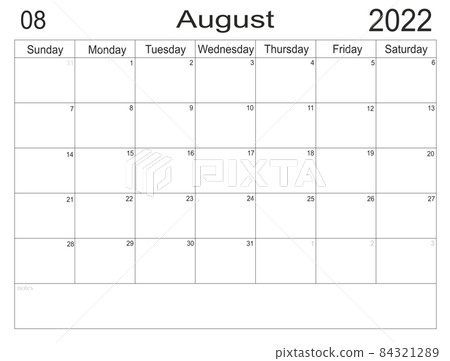 Planner August 2022. Empty cells of planner. Monthly organizer. Calendar 2022 84321289
