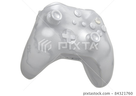 Realistic marble video game joystick on white background. 3D rendering of streaming gear for cloud gaming or concept of champion and winner awards 84321760