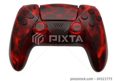 Realistic video game joystick with lava pattern on white background. 3D rendering of streaming gear for cloud gaming and gamer workspace concept Realistic video game joystick with lava pattern on white background. 3D rendering of streaming gear for cloud gaming and gamer workspace concept 84321775