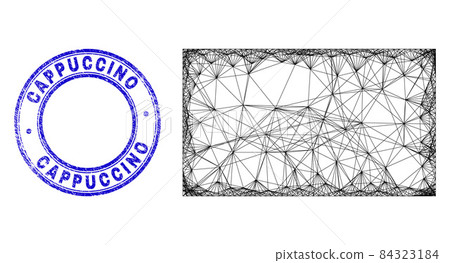 Textured Cappuccino Coffee Badge and Network Irregular Mesh Rectangle Icon 84323184