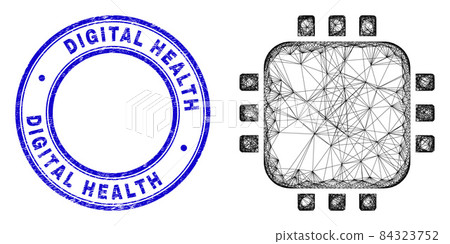 Grunge Digital Health Watermark and Hatched Irregular Mesh Processor Icon Grunge Digital Health Watermark and Hatched Irregular Mesh Processor Icon 84323752
