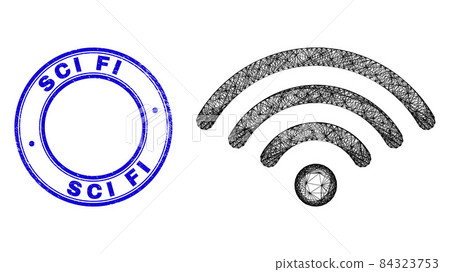 Distress Sci Fi Stamp and Net Irregular Mesh Wi-Fi Dot Icon Distress Sci Fi Stamp and Net Irregular Mesh Wi-Fi Dot Icon 84323753
