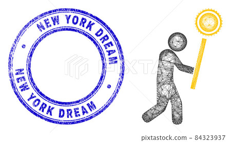 Distress New York Dream Stamp Seal and Net Irregular Mesh Light Wizard Man Icon 84323937