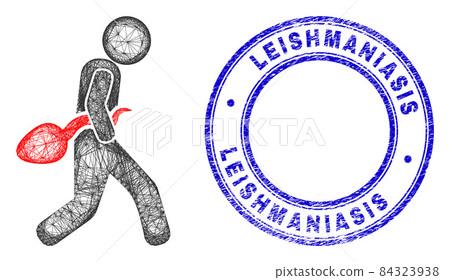 Rubber Leishmaniasis Stamp and Linear Irregular Mesh Guy Steal Sperm Icon 84323938