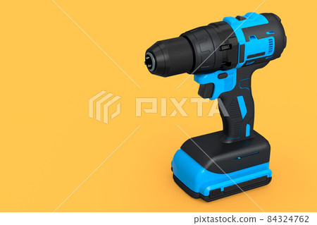 Cordless drill or blue screwdriver isolated on yellow background Cordless drill or blue screwdriver isolated on yellow background 84324762