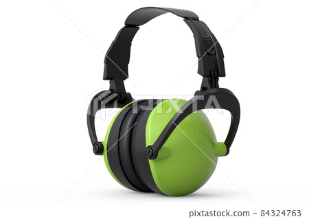 Protective green earphones muffs isolated on a white background Protective green earphones muffs isolated on a white background 84324763