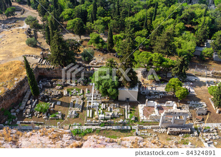 Ancient Greek ruins view from Acropolis top, Athens, Greece, Europe Ancient Greek ruins view from Acropolis top, Athens, Greece, Europe 84324891