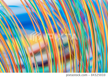 Colored electrical and telecommunication cables abstract technology background Colored electrical and telecommunication cables abstract technology background 84325010