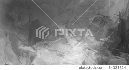 Dark grunge overlay backdrop in black and white tones Arbitrary paint brushstrokes on paper Creative illustration. 84325814