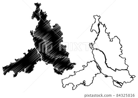 Foshan City (People's Republic of China, Guangdong Province) map vector illustration, scribble sketch City of Fatshan map 84325816