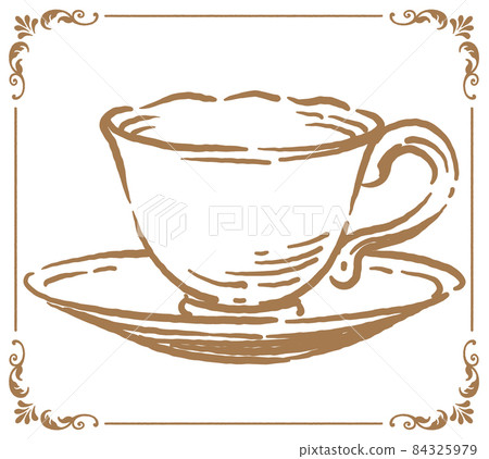Tea cup. Antique accessories. Vector illustration material 84325979