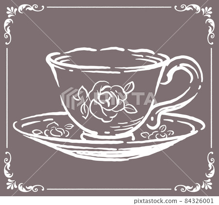 茶杯。古董配件。矢量插圖素材 茶杯。古董配件。矢量插圖素材 84326001