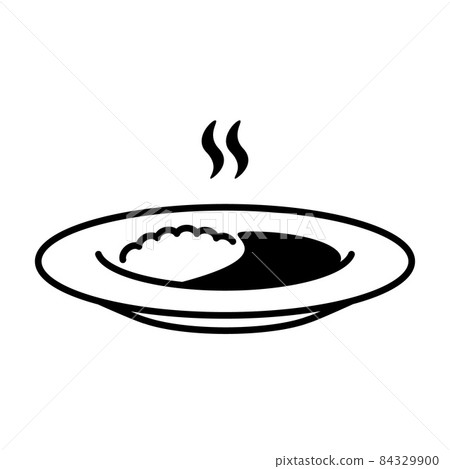 Curry rice black and white icon 84329900