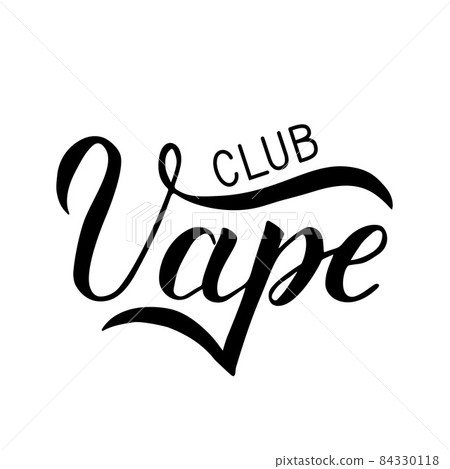 Vape Club hand written isolated on white background. Calligraphy lettering. Minimalist logo for vaping club, store or bar Vape Club hand written isolated on white background. Calligraphy lettering. Minimalist logo for vaping club, store or bar 84330118