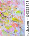 淺色和精細的圖案紋理與水彩應用的線條 84332393