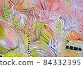 淺色和精細的圖案紋理與水彩應用的線條 84332395
