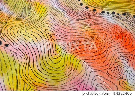 淺色和精細的圖案紋理與水彩應用的線條 84332400