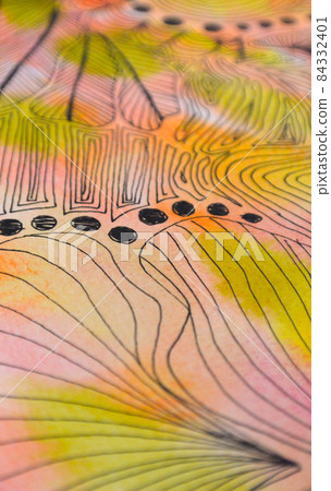 Light colors and fine pattern textures with lines applied with watercolors 84332401