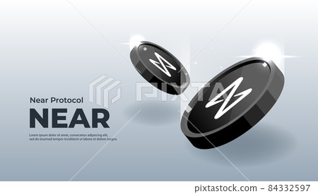 NEAR Protocol (NEAR) coin banner. NEAR coin cryptocurrency concept banner background. NEAR Protocol (NEAR) coin banner. NEAR coin cryptocurrency concept banner background. 84332597
