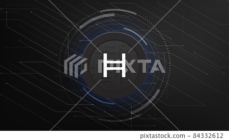 Hedera (HBAR) coin banner. HBAR coin cryptocurrency concept banner background. 84332612