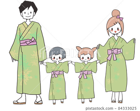家庭溫泉之旅浴衣插畫 84333025