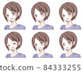 Female facial expression variation shortcut illustration set 84333255