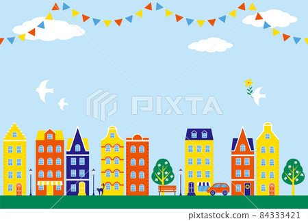 Background material for illustrations of colorful houses and shops Background material for illustrations of colorful houses and shops 84333421
