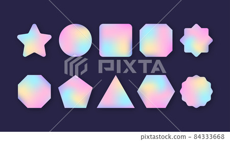 Holographic stickers. Blank rainbow shiny emblems. Vector stock illustration. 84333668