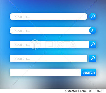 Set Search bar vector element design, set of search boxes ui template isolated on blue background. Vector illustration 84333670