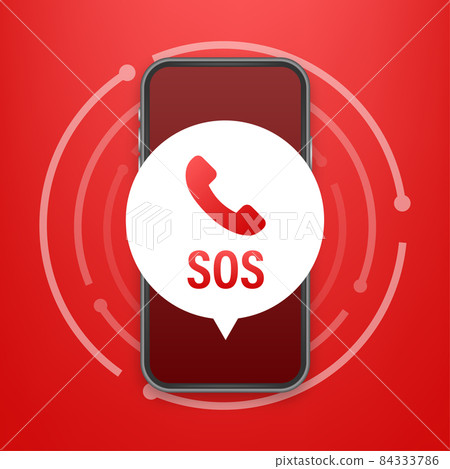 SOS emergency call. 911 calling. A cry for help. Vector stock illustration. 84333786
