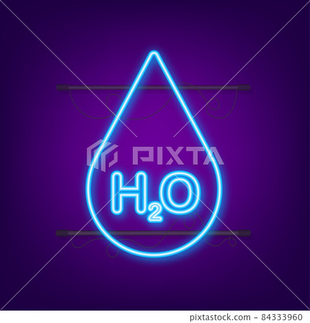 Water molecule neon sign. Structure of the water molecule H2O. Vector stock illustration Water molecule neon sign. Structure of the water molecule H2O. Vector stock illustration 84333960