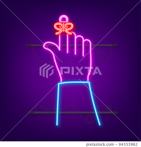 Dont Forget reminder. Rope bow on finger pointing. Vector stock illustration 84333962