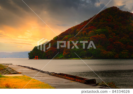 Asamushi Onsen Yunoshima and evening view 84334026