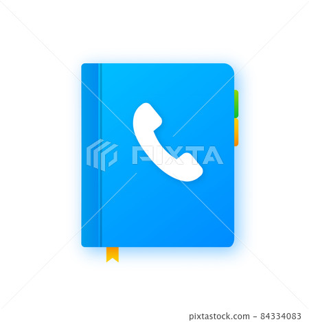 Blue phone book on white background. Phone icon, telephone symbol. Support service icon. Vector stock illustration Blue phone book on white background. Phone icon, telephone symbol. Support service icon. Vector stock illustration 84334083