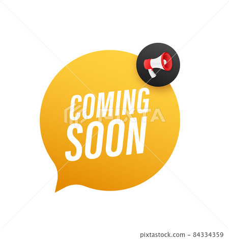 Megaphone label with coming soon. Neon style. Megaphone banner. Web design. Vector stock illustration Megaphone label with coming soon. Neon style. Megaphone banner. Web design. Vector stock illustration 84334359