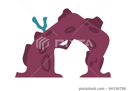 Underwater rock with sea plant. Marine stone. Aquarium decoration template. Ocean bottom element. Coral reef with seaweeds. Doodle aquatic arc boulder. Vector undersea cobble and algae Underwater rock with sea plant. Marine stone. Aquarium decoration template. Ocean bottom element. Coral reef with seaweeds. Doodle aquatic arc boulder. Vector undersea cobble and algae 84336786