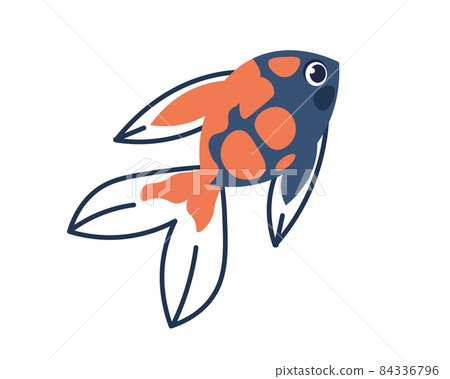 Cartoon sea fish. Marine swimming animal. Underwater fauna. Isolated aquarium saltwater element. Undersea coral reef exotic creature with fins and scale. Vector spotted goldfish template Cartoon sea fish. Marine swimming animal. Underwater fauna. Isolated aquarium saltwater element. Undersea coral reef exotic creature with fins and scale. Vector spotted goldfish template 84336796
