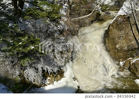 Waterfall of the crown in the winter season 84336942